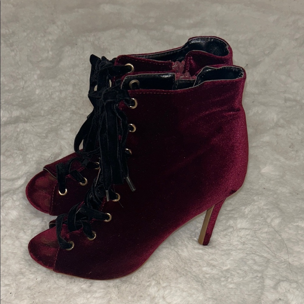 Shoe Republic LA Burgundy Lace-Up Boots